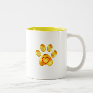 Cute Gold Paw Two-Tone Coffee Mug