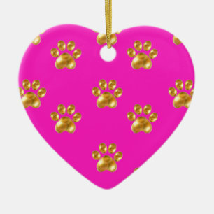 Cute gold paws ceramic tree decoration