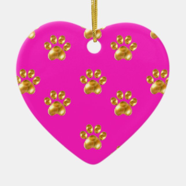 Cute gold paws ceramic tree decoration (Front)