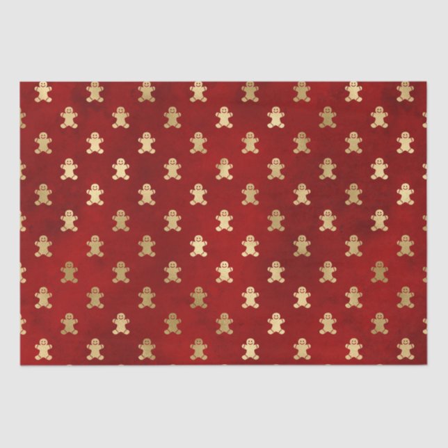 Cute gold red gingerbread cookie elegant Christmas Tissue Paper (Front)