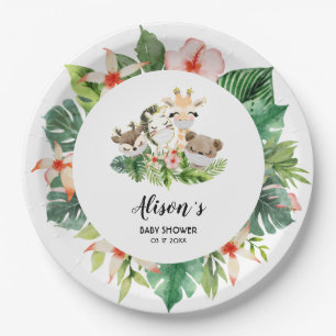 Cute Gold Safari Friends   Baby Shower Paper Plate