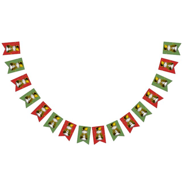 Cute Gold Snowmen Christmas Bunting (All)