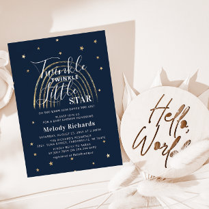 Cute Gold Star & Rainbow Baby Shower Invitation