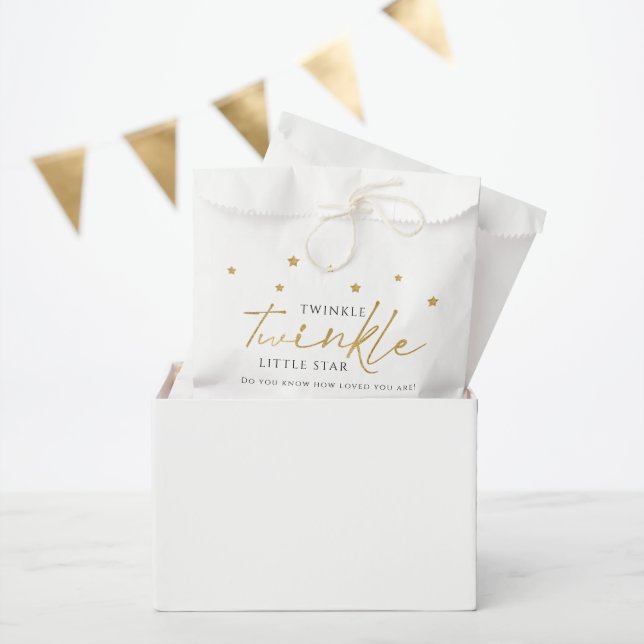 Cute Gold Stars Twinkle Twinkle Baby Shower Favour Bags (Party)