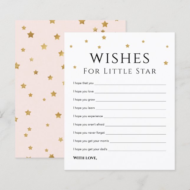 Cute Gold Stars Wish for Baby Advice Card (Front/Back)