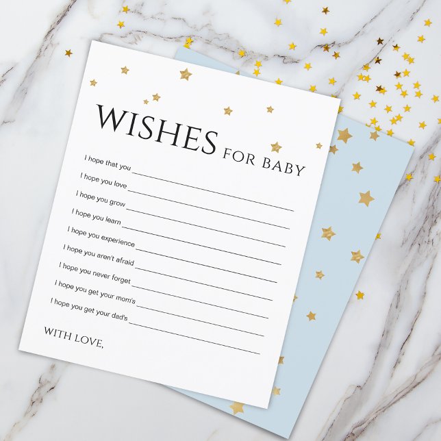 Cute Gold Stars Wishes for Baby Advice Card (Cute Gold Stars Wishes for Baby Advice Card)
