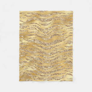 Cute Gold Tiger Skin Print Pattern Animal Lover Fleece Blanket
