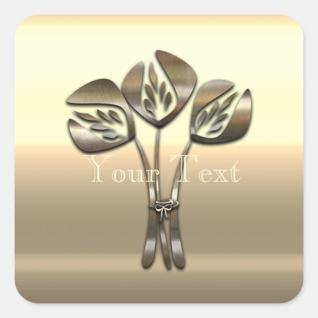 Cute Gold Tulips Thank you Gardener Florist Floral Square Sticker (Front)