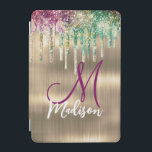 Cute gold unicorn Glitter Drips monogram iPad Mini Cover<br><div class="desc">A cool girly iridescent glitter drips in rose gold unicorn ipad case cover. Add some style to your office, desk, or personal space with a Chic and stylish custom name and monogram ipad cover.. personalise it with a script name and monogram. The perfect accessory for a fashionable contemporary girl or...</div>