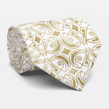 Cute gold white art deco pattern tie