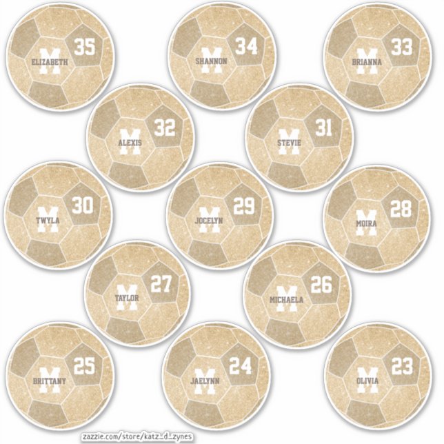 cute gold white individual soccer players sticker (Front)
