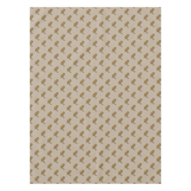 Cute Golden Bird  Linen Texture Patterned Tablecloth (Front)