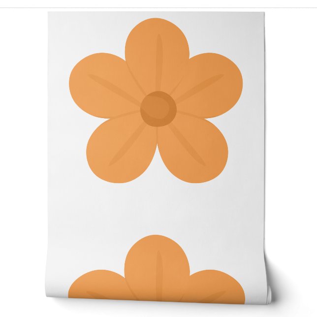 Cute Golden Bloom Floral Pattern Wallpaper (Unrolling)