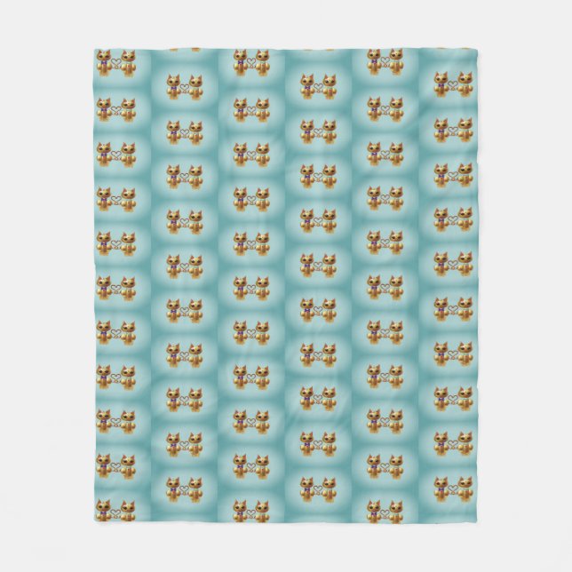 Cute Golden Cats Fleece Blanket (Front)