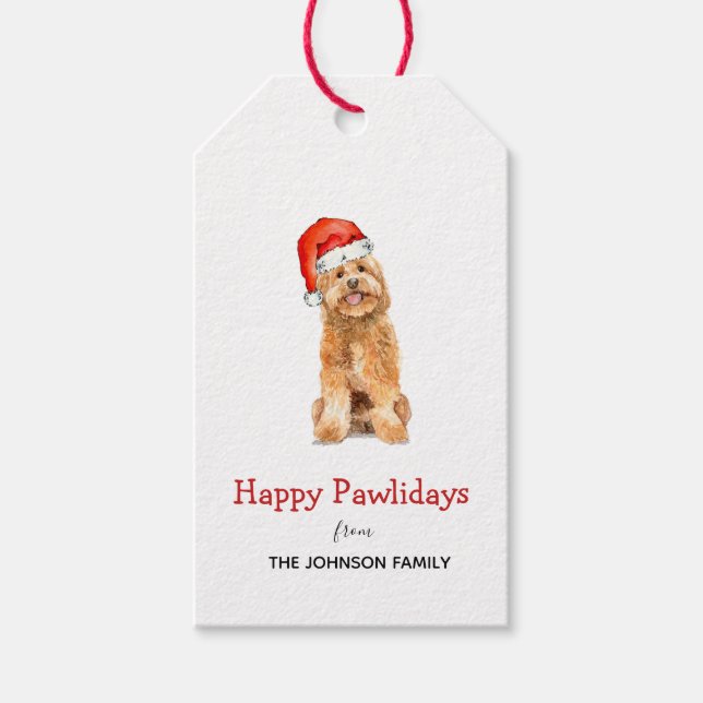 Cute Golden doodle Holiday Gift Tags (Front)