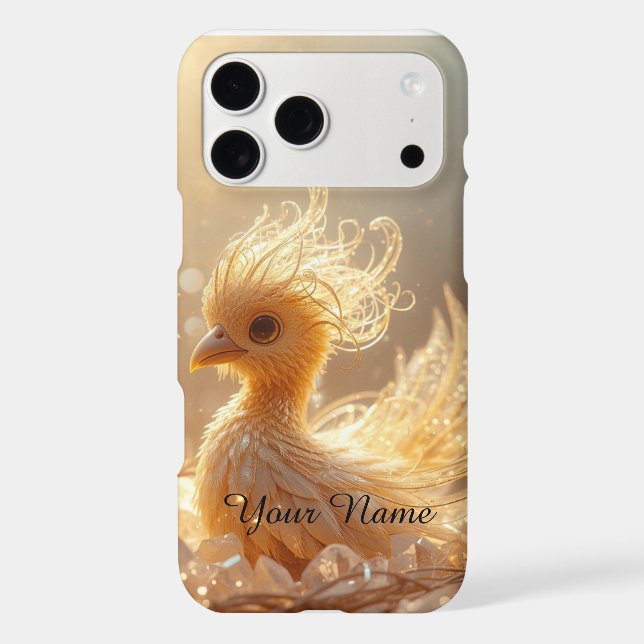 Cute Golden Fantasy Creature Monogram Phone Case (Back)