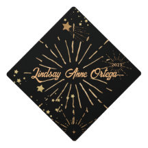 Cute Golden Fireworks Personalised Graduate