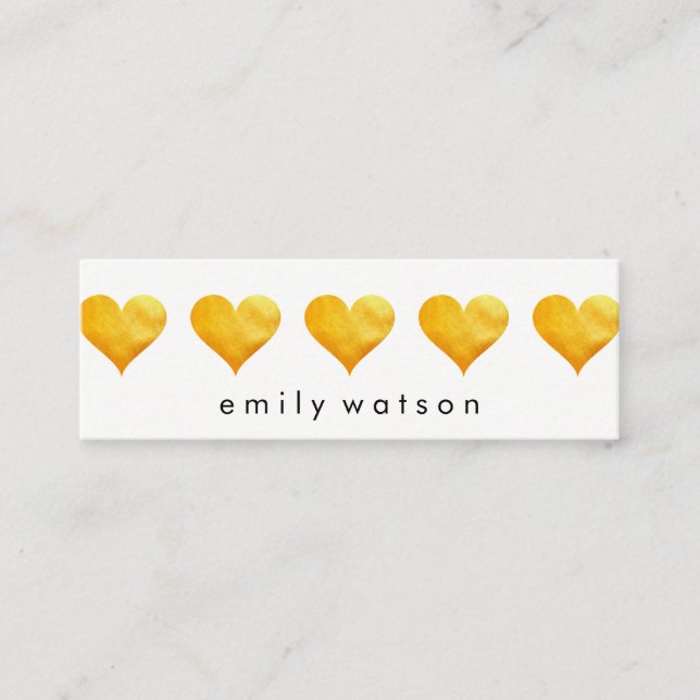 Cute Golden Hearts Mini Business Card (Front)