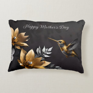 Cute Golden Hummingbird Decorative Cushion