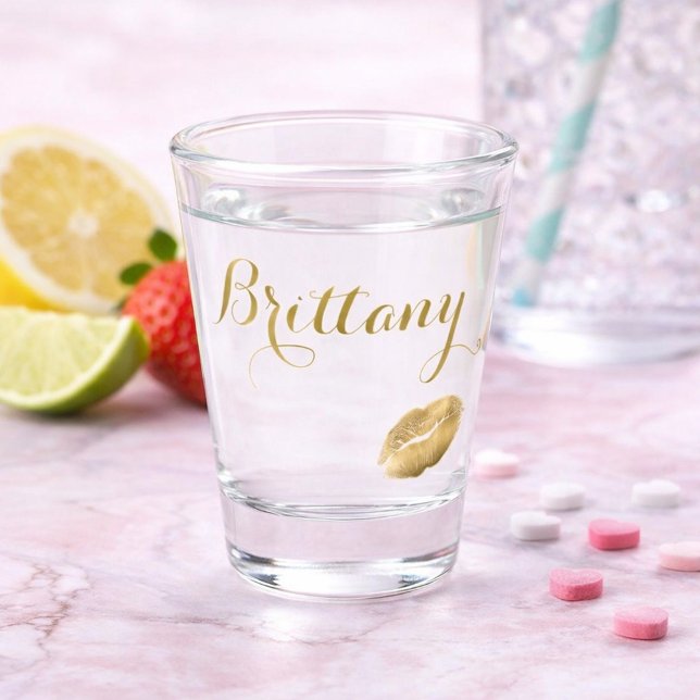 Cute Golden Kiss Lip Print Shot Glass (Creator Uploaded)
