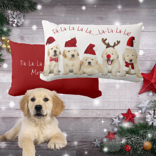 Cute Golden Lab Puppies, Dog Lovers Christmas Lumbar Cushion