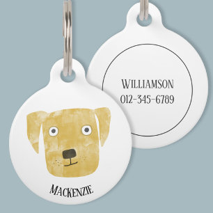 Cute Golden Labrador Retriever Dog Art Custom Name Pet Tag