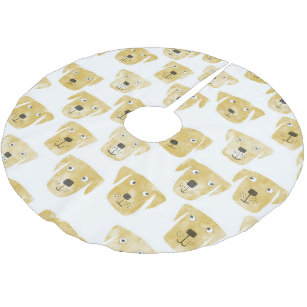 Cute Golden Labrador Retriever Dog Pattern Brushed Polyester Tree Skirt