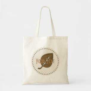 Cute Golden Leaf Silk Cream Badge Wedding Tote Bag