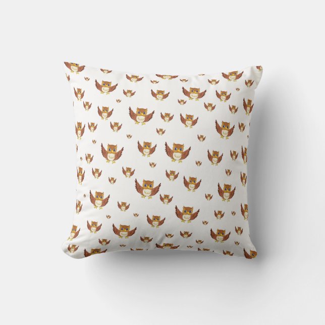 Cute Golden Owl Seamless Pattern Cushion (Front)