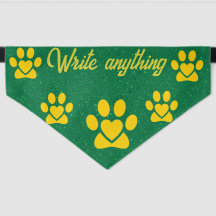Cute Golden Paw Print Emerald Pet Bandanna