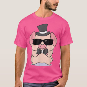 Cute Golden Pig With Cylinder And Sunglasses 655 T-Shirt