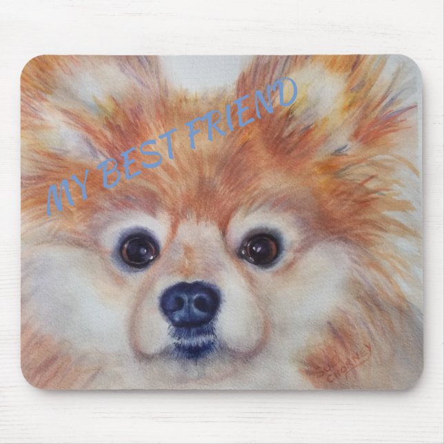 CUTE GOLDEN POMERANIAN MOUSE PAD (Front)