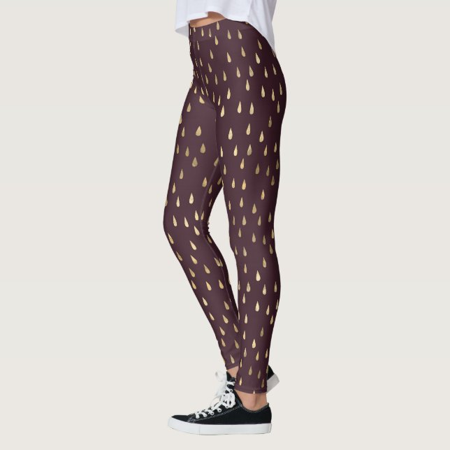 Cute Golden Rain Drop Leggings Women's (Left)