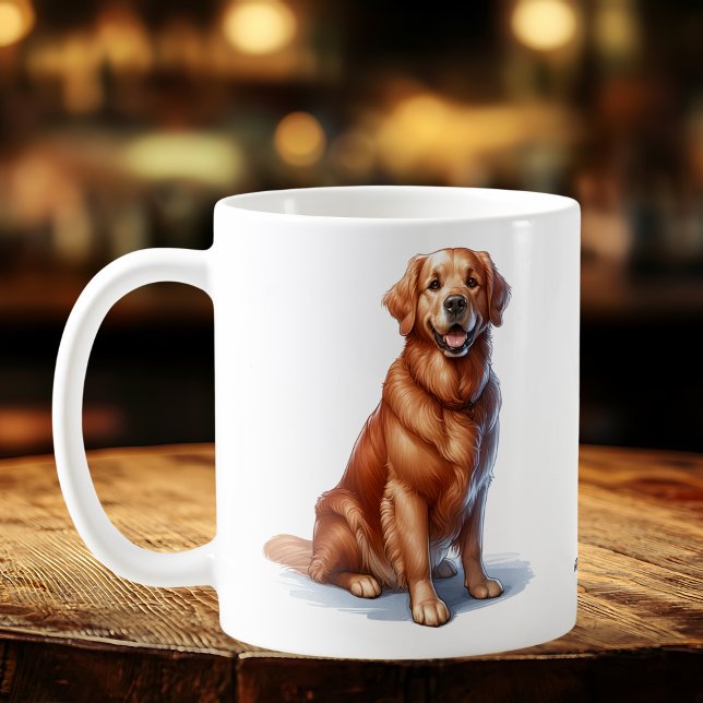  Cute Golden Retriever Art Mug (Creator Uploaded)