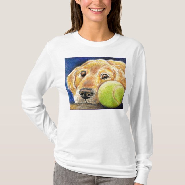 Cute Golden Retriever art T-Shirt (Front)