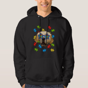 Cute Golden Retriever Autism Puzzle Sunglasses Dog Hoodie