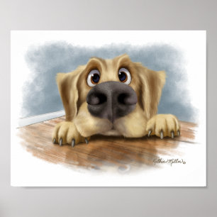 Cute Golden Retriever Cartoon  Poster