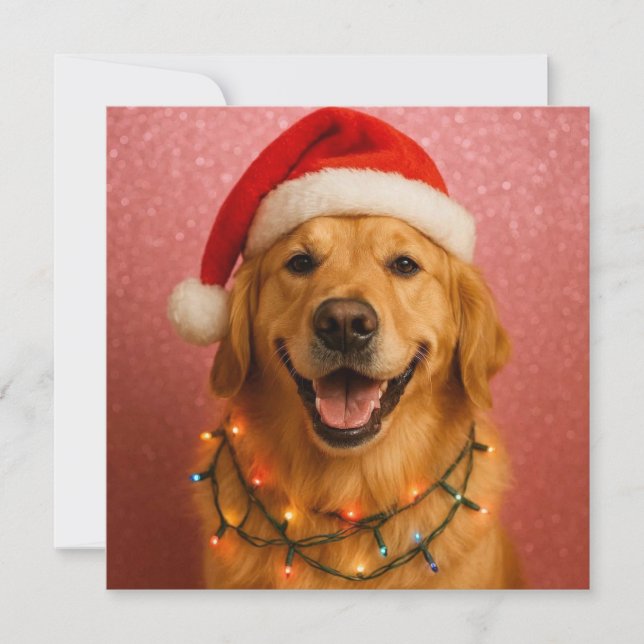 Cute Golden Retriever Christmas Card. Holiday Card (Front)