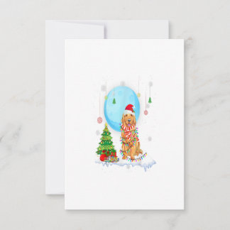 Cute Golden Retriever Christmas Dog Light Tree RSVP Card