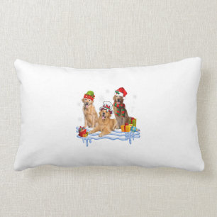 Cute Golden Retriever Christmas Dog Lumbar Cushion