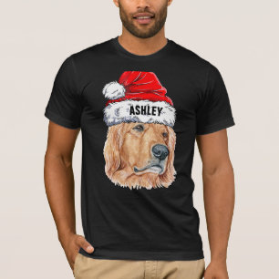 Cute Golden retriever Christmas Hat Dog Big T-Shirt