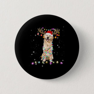 Cute Golden Retriever Christmas Lights Reindeer 6 Cm Round Badge