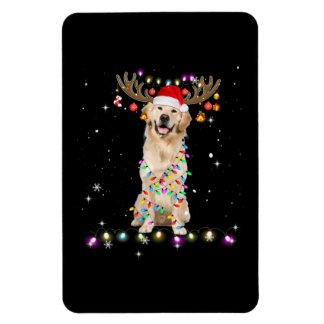 Cute Golden Retriever Christmas Lights Reindeer Magnet