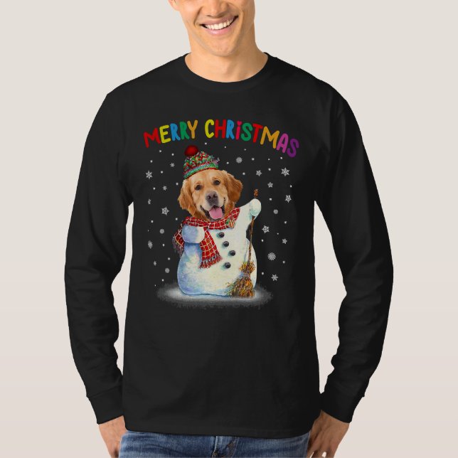 Cute Golden Retriever Christmas Pajama T-Shirt (Front)