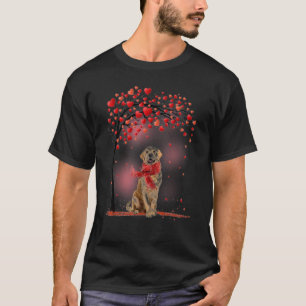 Cute Golden Retriever Couple Valentine Love Tree T-Shirt