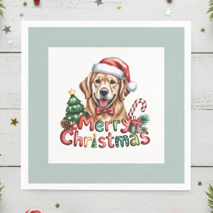 Cute Golden Retriever Dog Christmas Napkin