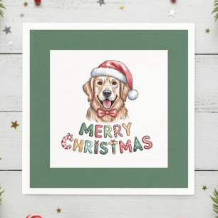Cute Golden Retriever Dog Christmas Napkin