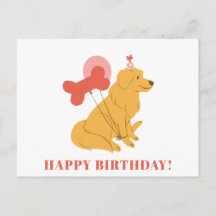 Cute Golden Retriever Dog Colourful Modern Birthda