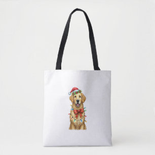 Cute Golden Retriever Dog Coquette Bow Christmas M Tote Bag