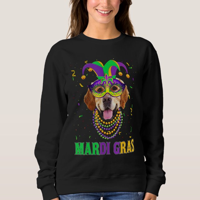 Cute Golden Retriever Dog Lover Mardi Gras Carniva Sweatshirt (Front)